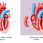 Schemat przedstawiający upośledzoną relaksację lewej komory serca w porównaniu do prawidłowego funkcjonowania