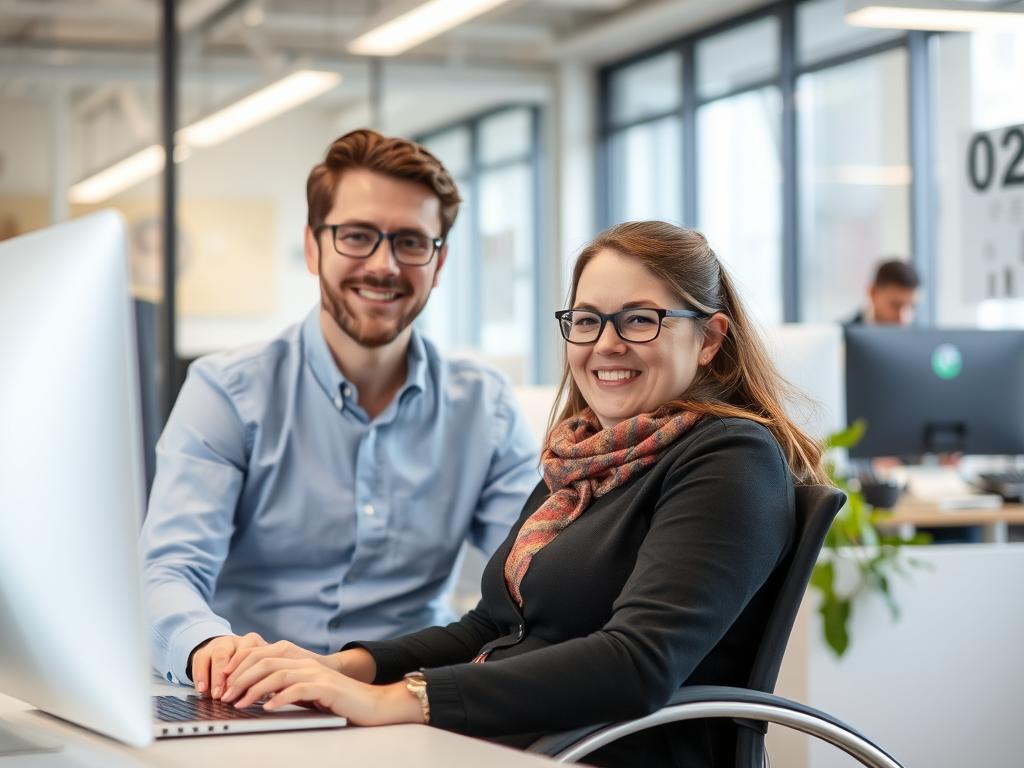 Osoba z niepełnosprawnością 02-P pracująca w biurze Osoba z niepełnosprawnością 02-P pracująca w biurze