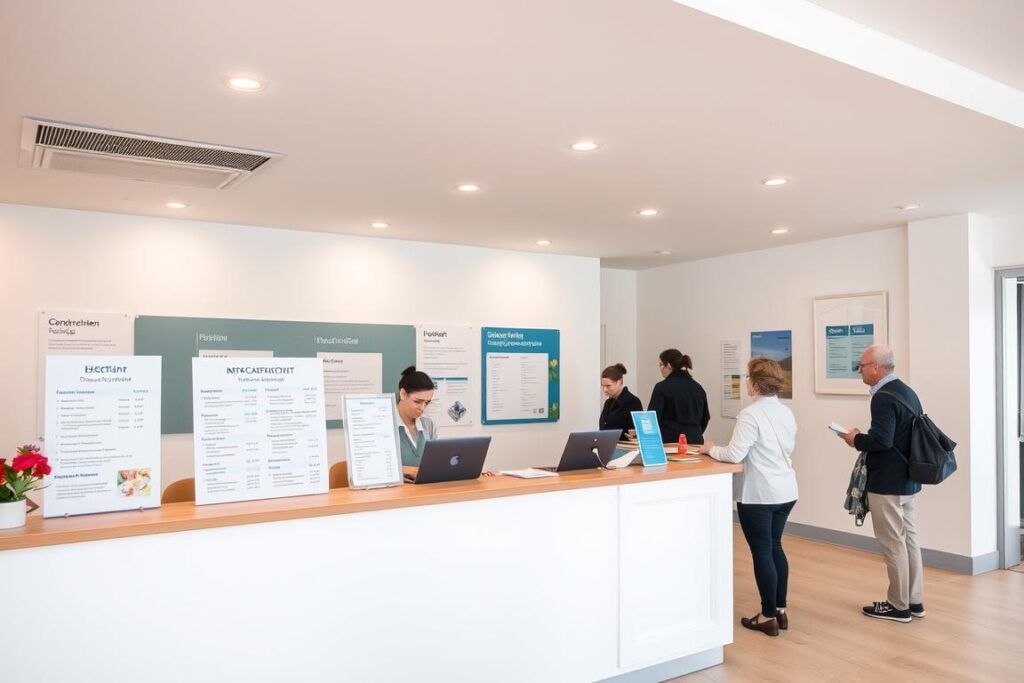 Recepcja sanatorium z cennikiem usług dla opiekunów w sanatorium z opiekunem