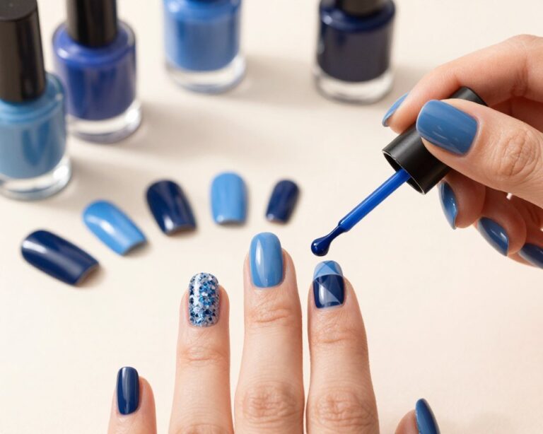 niebieskie paznokcie