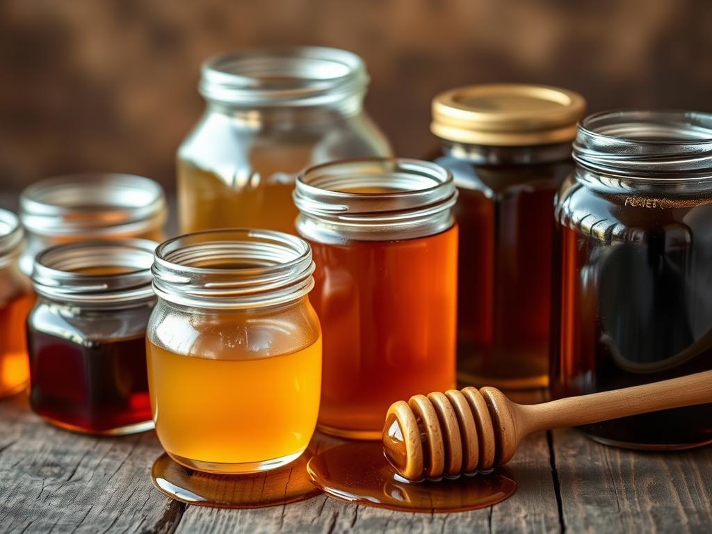 Miód na depresję leczenie naturalne - różne rodzaje miodu w słoikach