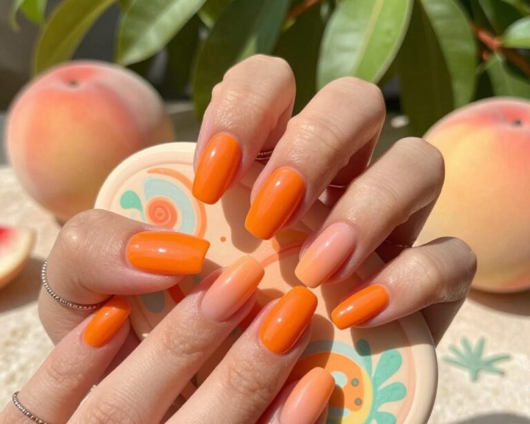 pomarańczowe paznokcie