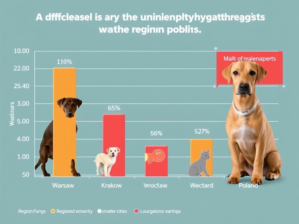 Wykres pokazujący różnice w zarobkach zoofizjoterapeutów w różnych regionach Polski