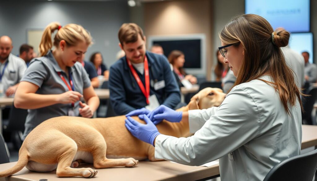 Zoofizjoterapeuta uczestniczący w szkoleniu specjalistycznym